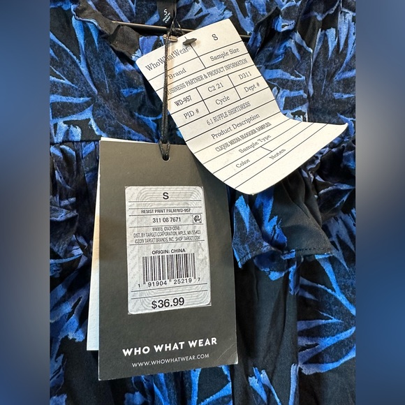 NWT ~ Who What Wear ~ MIDI Ruffled Shirt Dress ~ Floral Black & Blue ~ Small - Picture 5 of 13